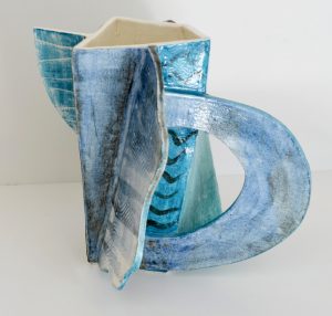 blue ceramic jug